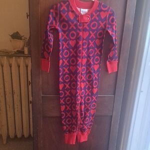 Hanna Andersdon Kids US2T Red and Blue XO Patterned Footless Sleeper